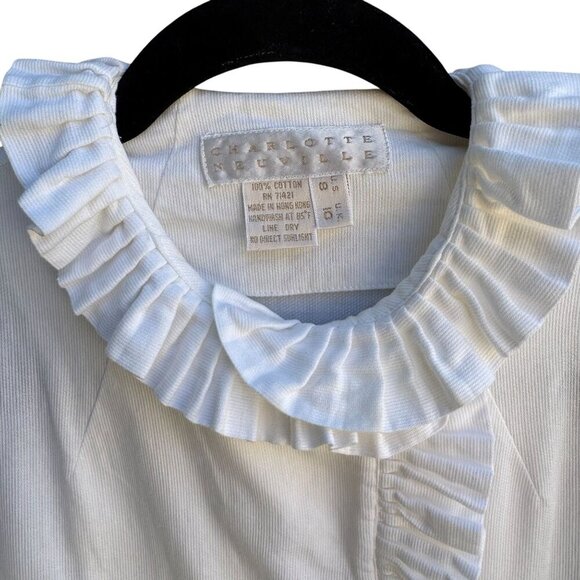 Charlotte Neuville Womens Edwardian White Ruffle Collar Hem Button-Up Blouse 8 - Picture 4 of 8